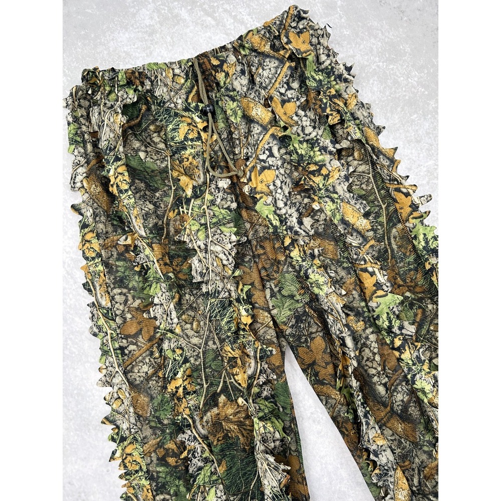 Mens 3D Leafy Ghillie Suit Pants Camouflage Hunting Tactical Mesh Trousers Camo
